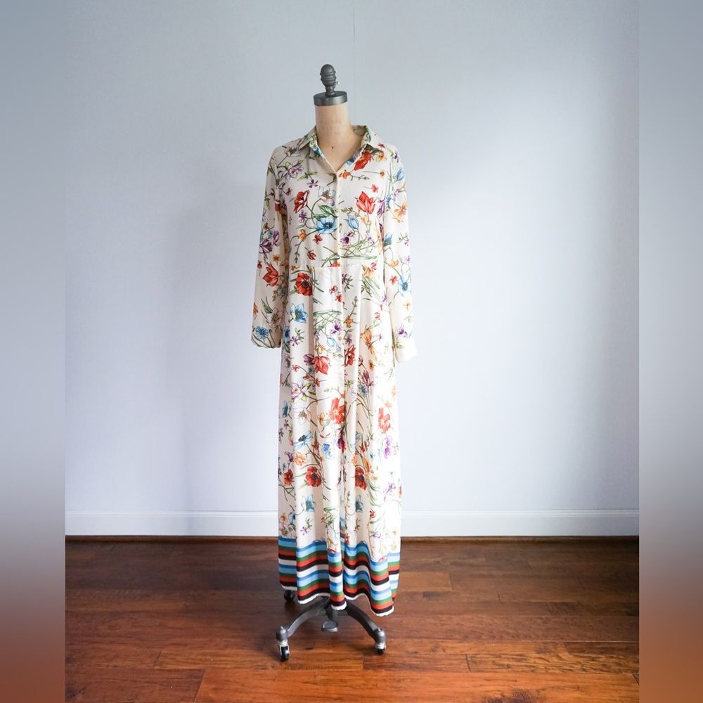 Tensione In Floral Maxi button up dress - size M